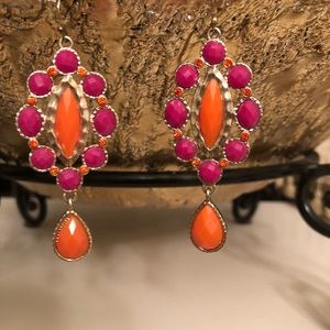 Orange and fuchsia colored boutique earrings